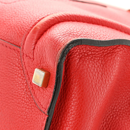 Celine Drummed Calfskin Shoulder Luggage Red 12 of 15