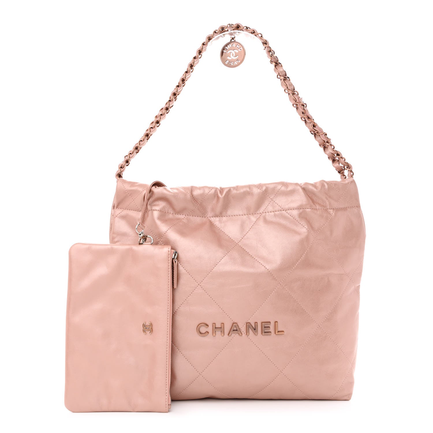 Chanel Metallic Calfskin Quilted Small Chanel 22 Pink 1 of 12