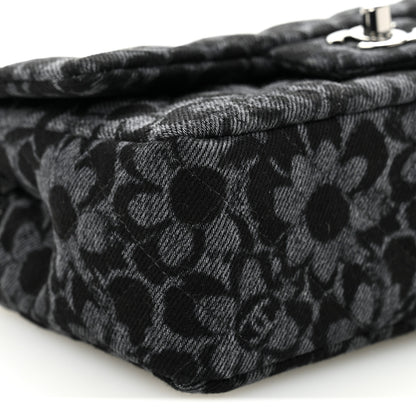 Chanel Printed Denim Quilted Flower Mini Rectangular Flap Black 9 of 11