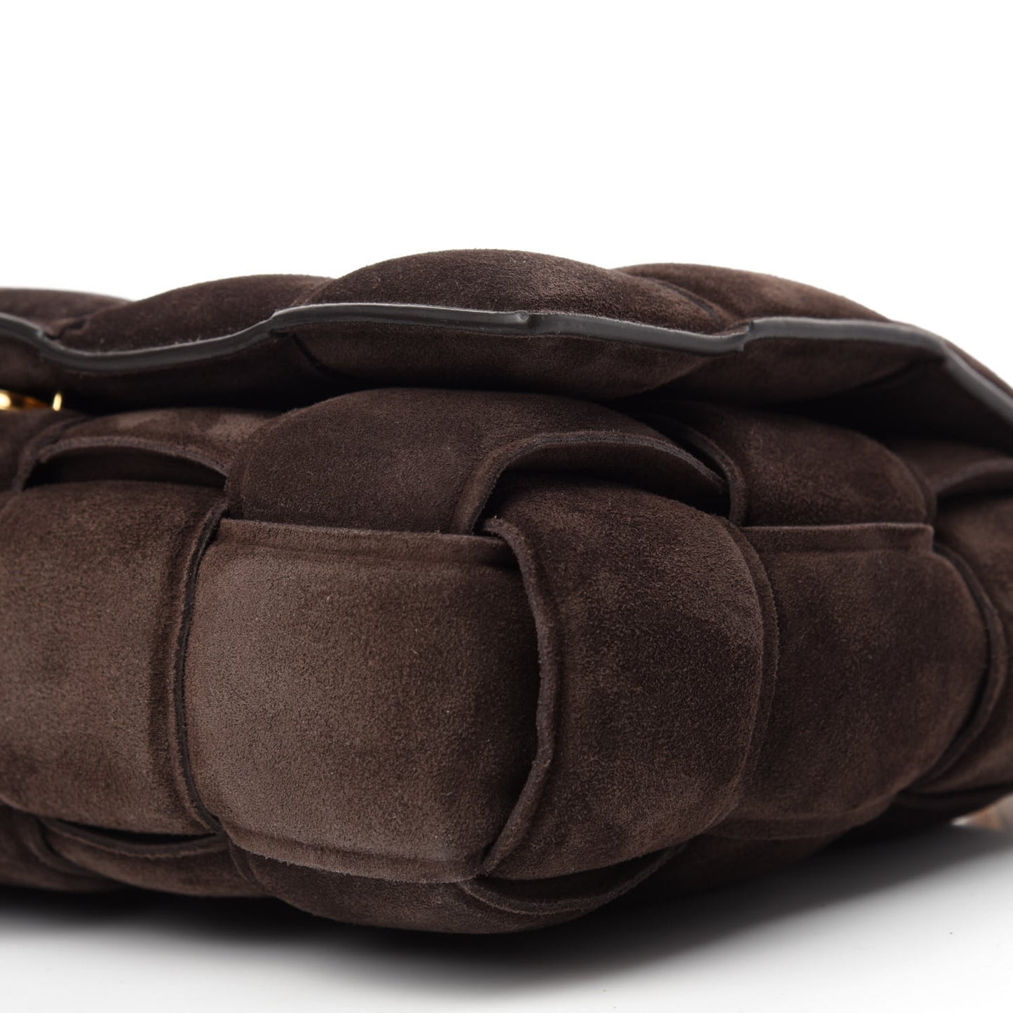 Suede Maxi Intrecciato Padded Chain Cassette Crossbody Bag Fondant