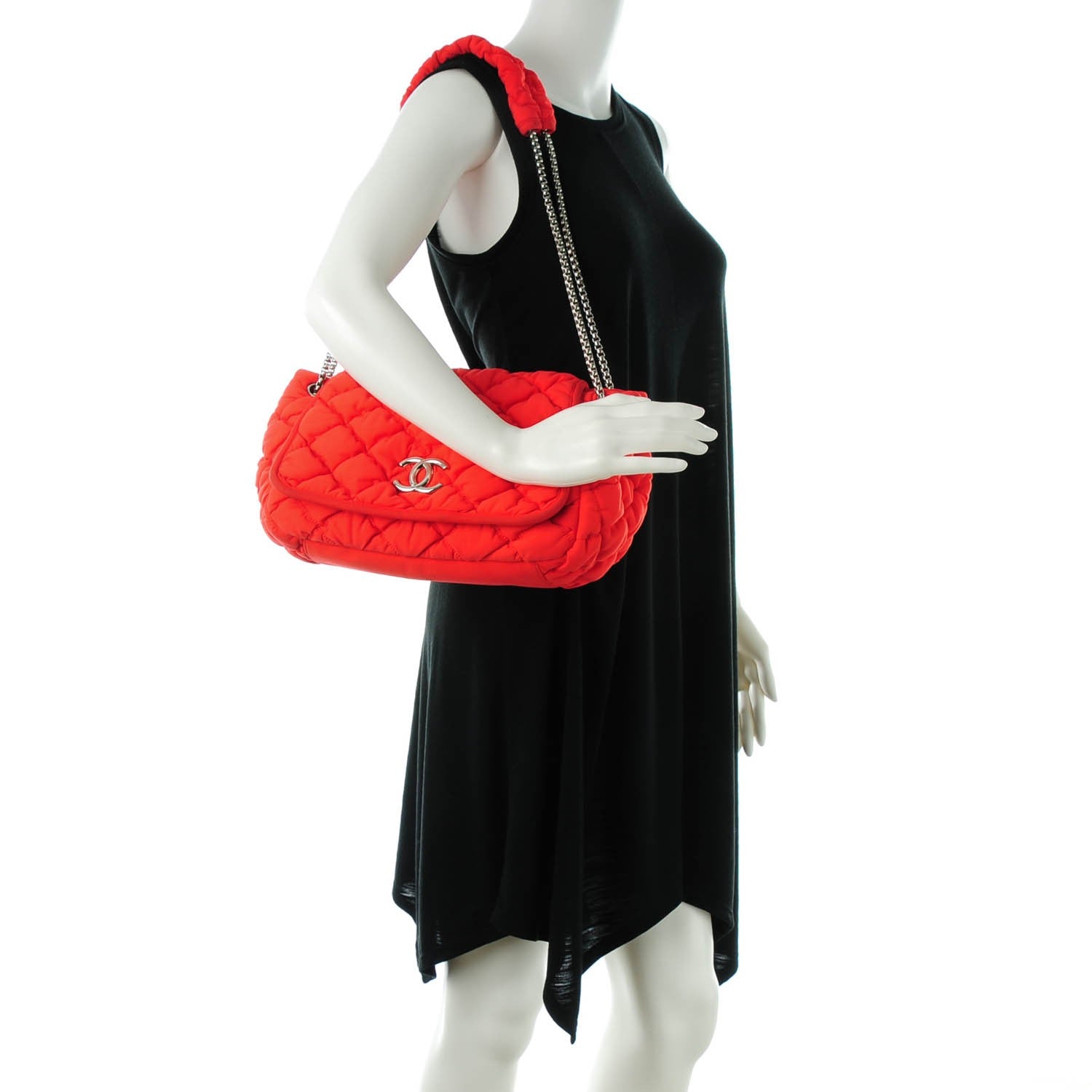 Chanel Nylon Bubble Quilt Accordion Flap Red 2 of 7