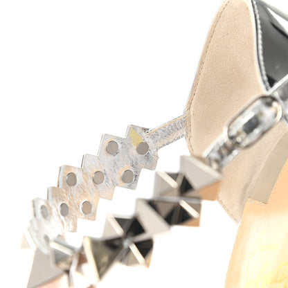 Christian Louboutin Glitter Calfskin Planisfemme 120 Peep Toe Sandals 37 Silver 12 of 13