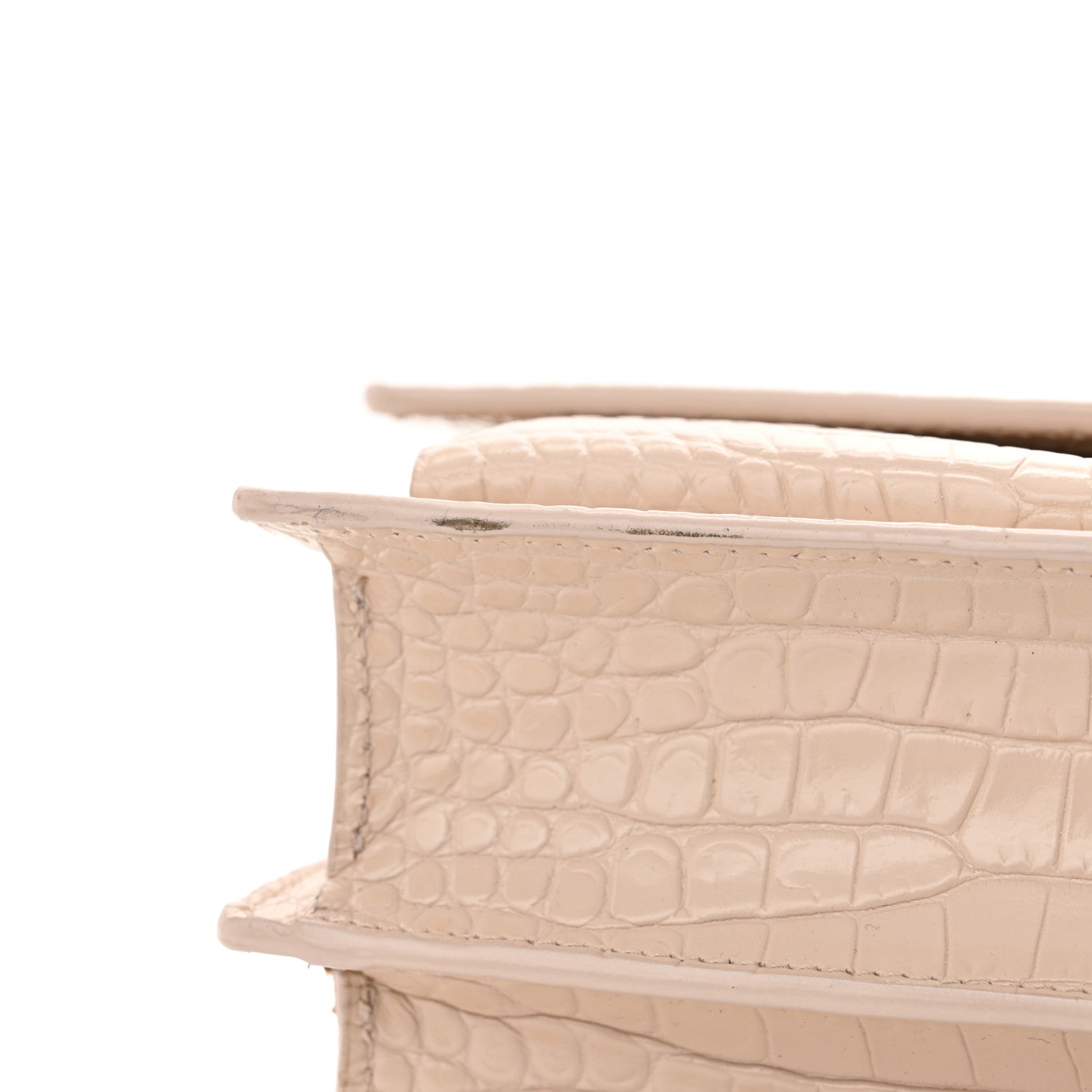 Saint Laurent Calfskin Crocodile Embossed Medium Monogram Sunset Rose Antic 14 of 15