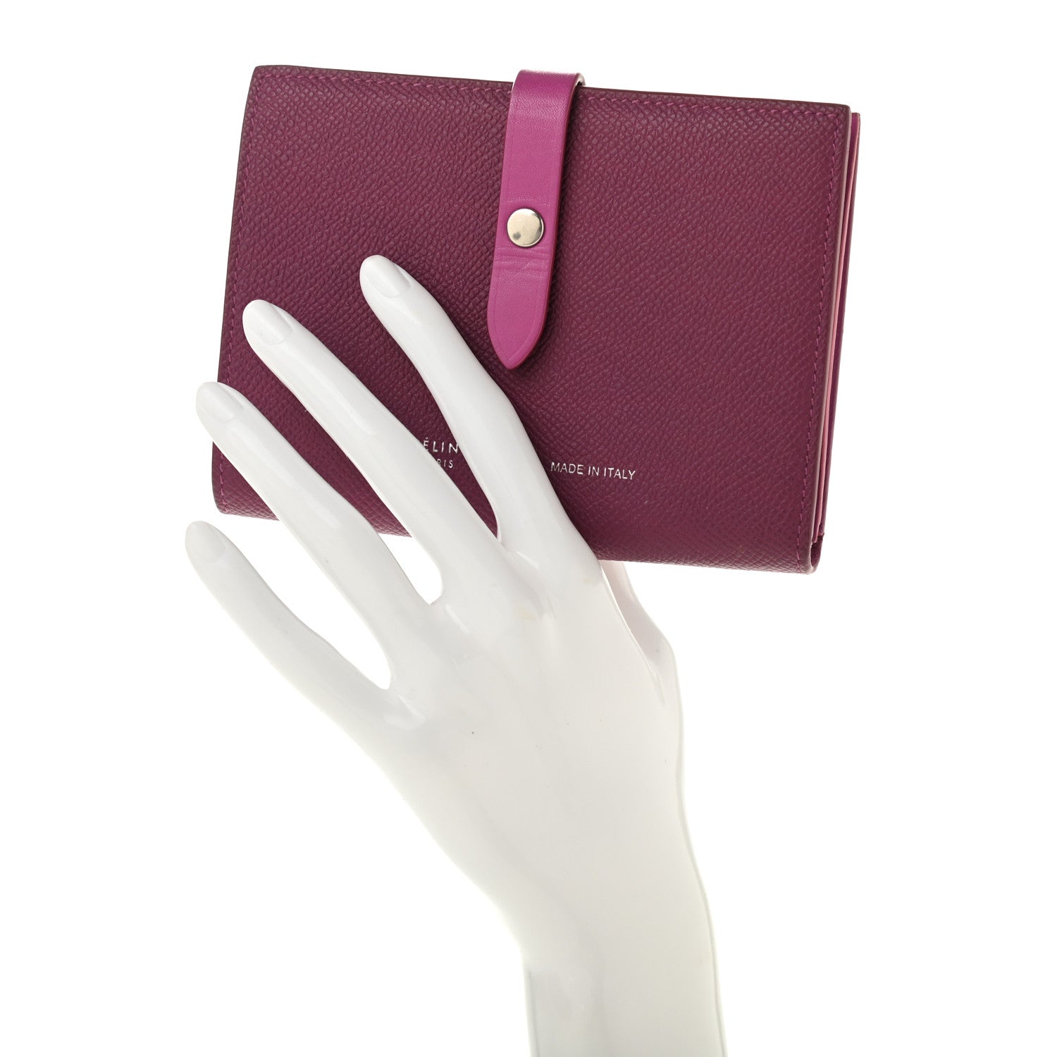 Celine Grained Calfskin Medium Multifunction Strap Wallet Magenta 2 of 14