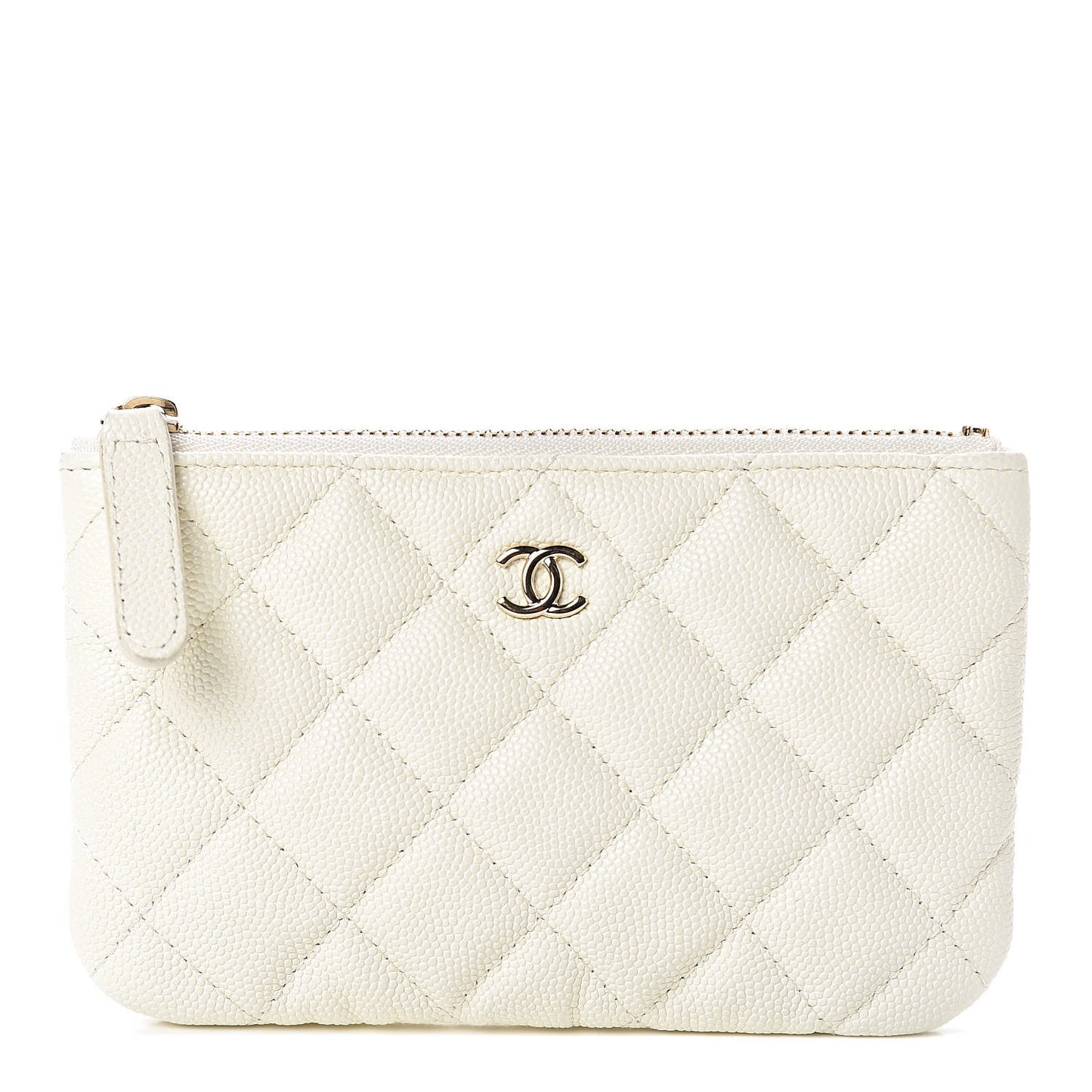 Caviar Quilted Small Cosmetic Case White
