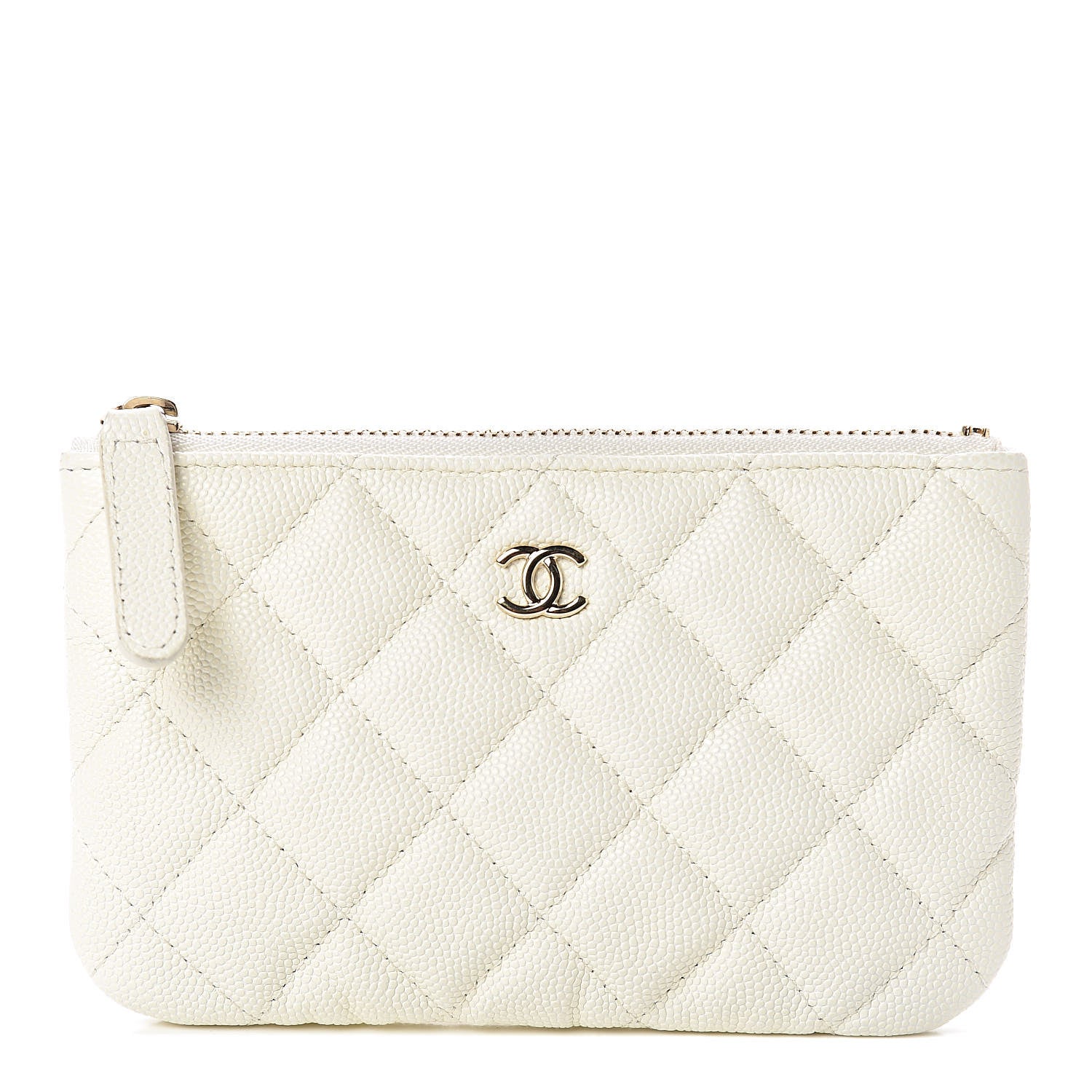 Chanel Caviar Quilted Small Cosmetic Case White 1 of 8