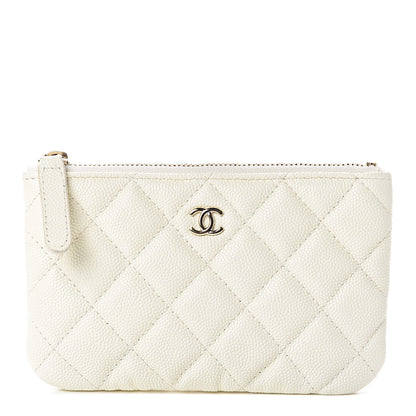 Chanel Caviar Quilted Small Cosmetic Case White 1 of 8