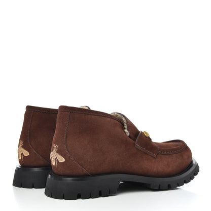 Gucci Suede Shearling Mens Harald Horsebit Ankle Boots 9.5 Light Brown Butterscotch 4 of 9