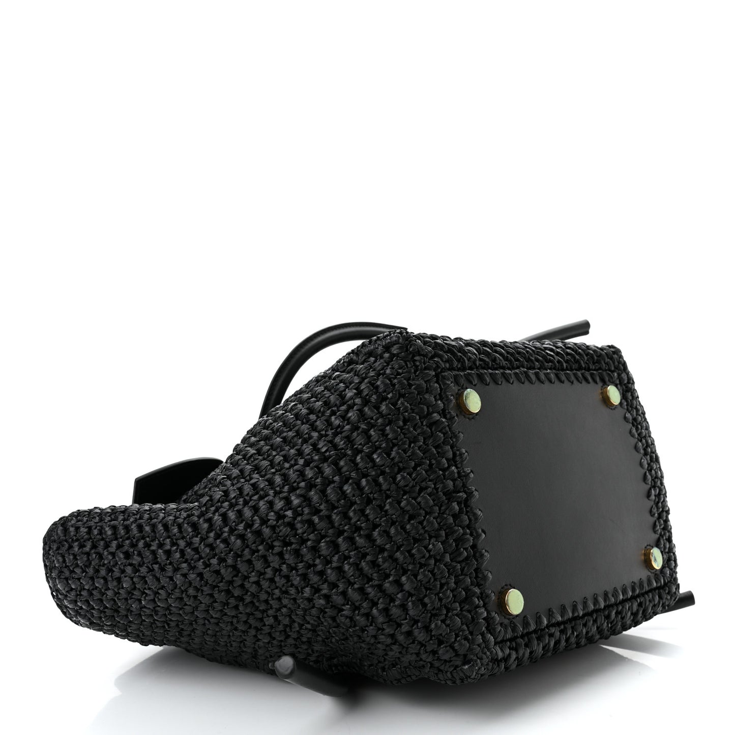 Raffia Calfskin Pipe Bag Black