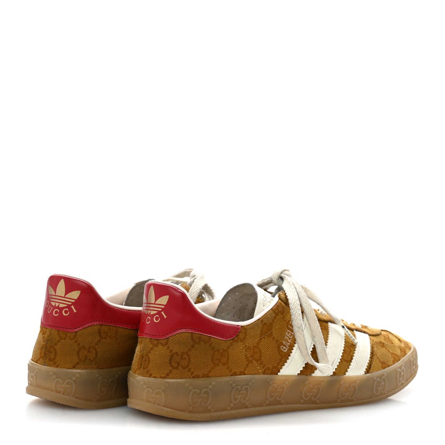 X ADIDAS Vintage GG Monogram Mens Gazelle Sneakers 9.5 Mid Natural Nut Off White