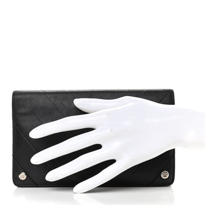 Chanel Lambskin Chevron Quilted CC Yen Wallet Black 2 of 11
