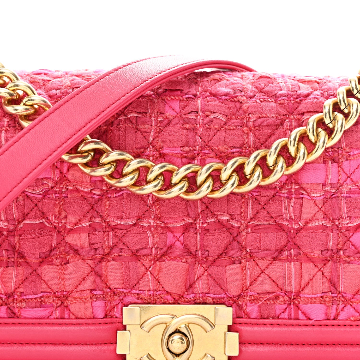 Chanel Lambskin Tweed Medium Boy Flap Fuchsia 1850467 – FASHIONPHILE