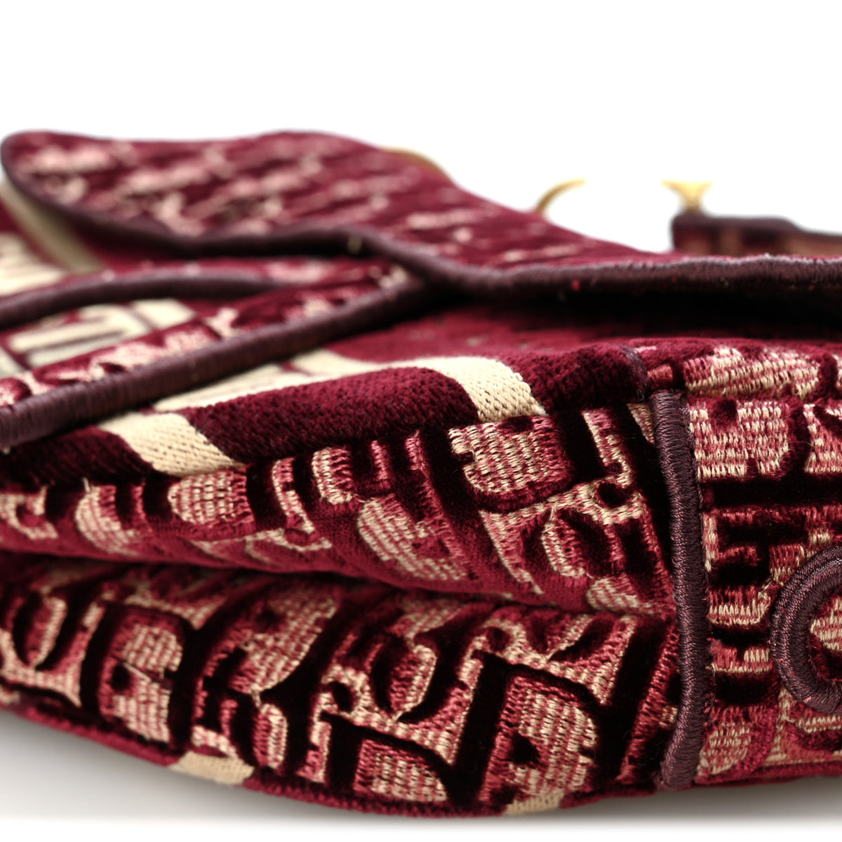 Christian Dior Velvet Oblique Saddle Bag Burgundy 9 of 9