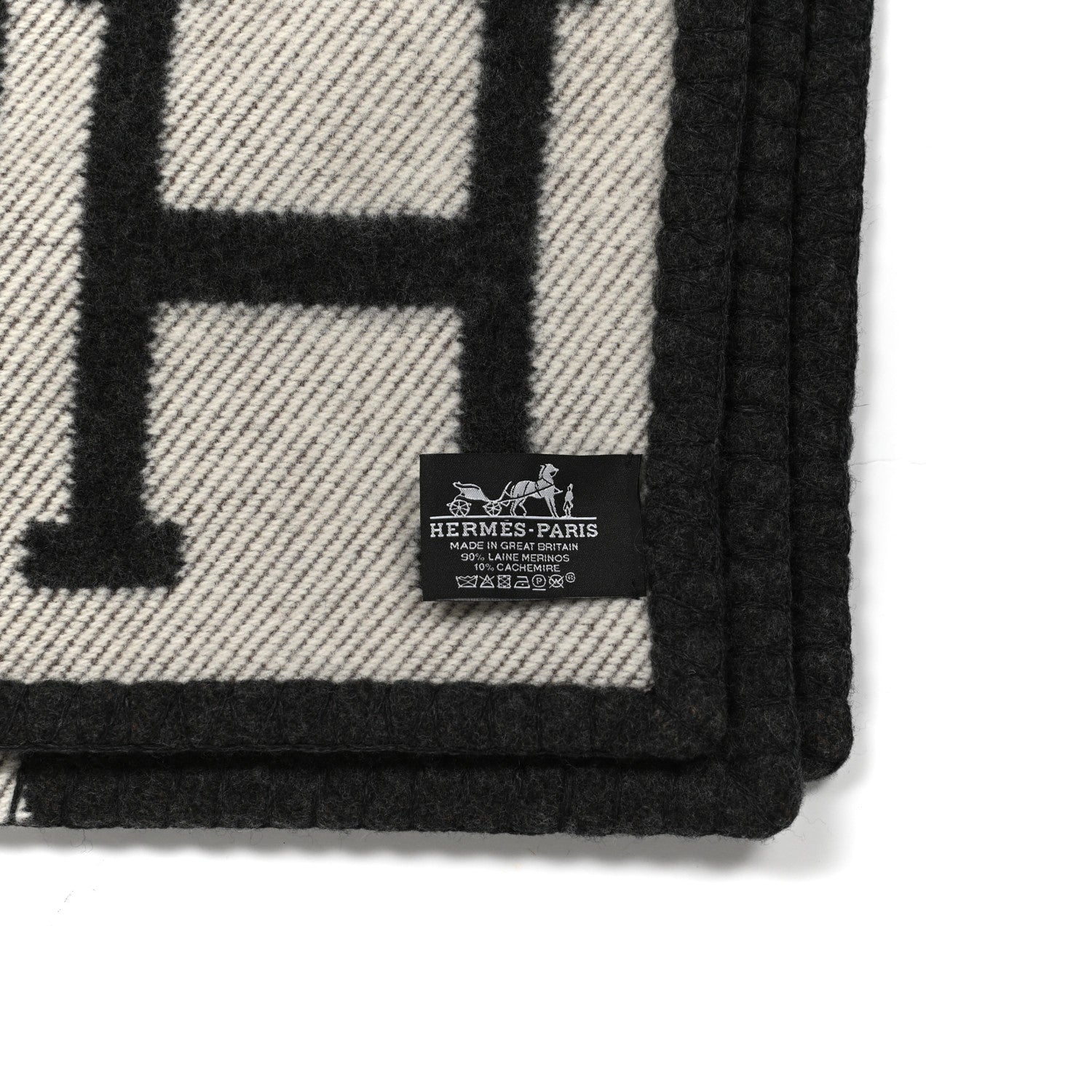 Hermes Wool Cashmere Avalon Blanket Ecru Gris Fonce 3 of 3