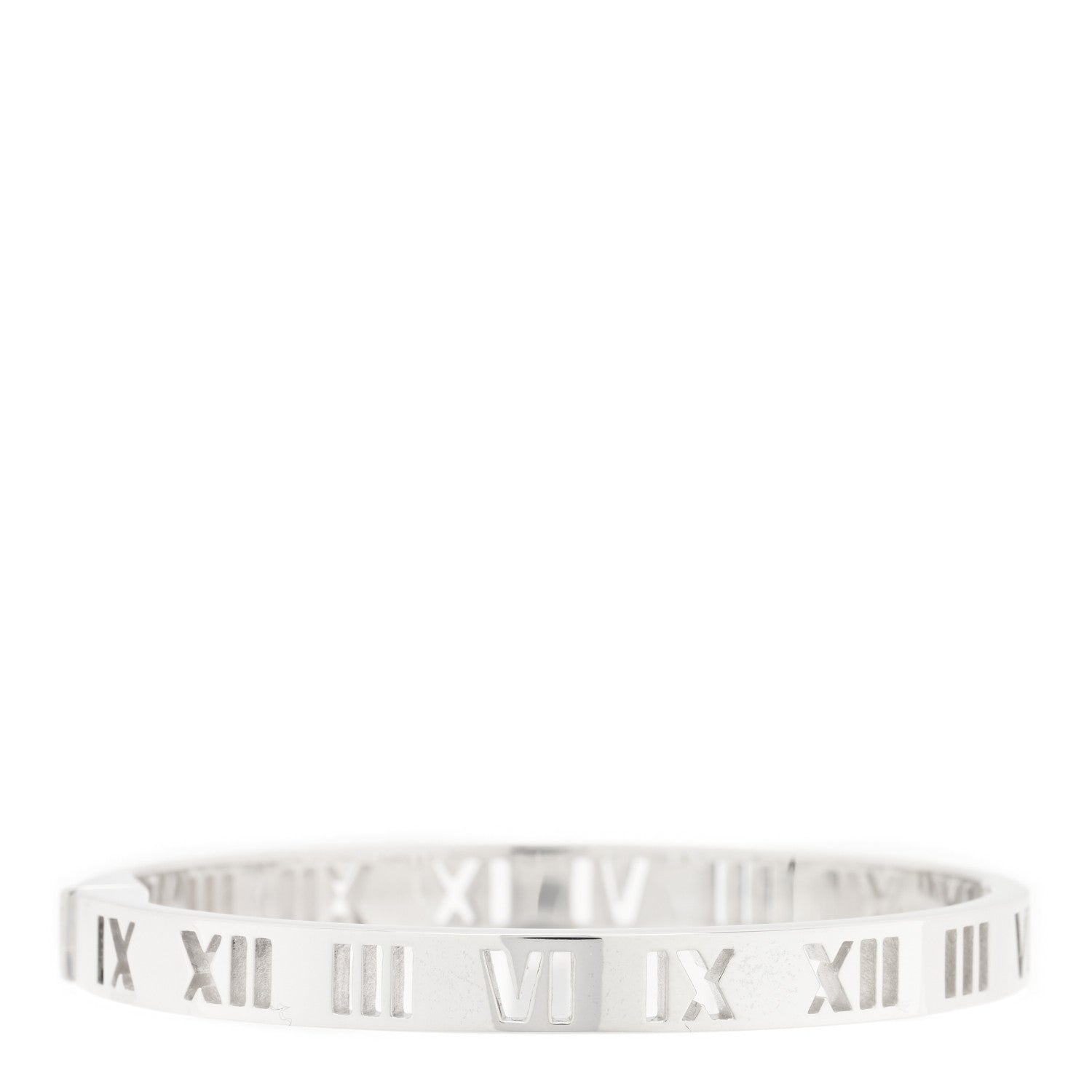 Tiffany Sterling Silver Atlas Pierced Hinged Bangle Bracelet 2 of 3