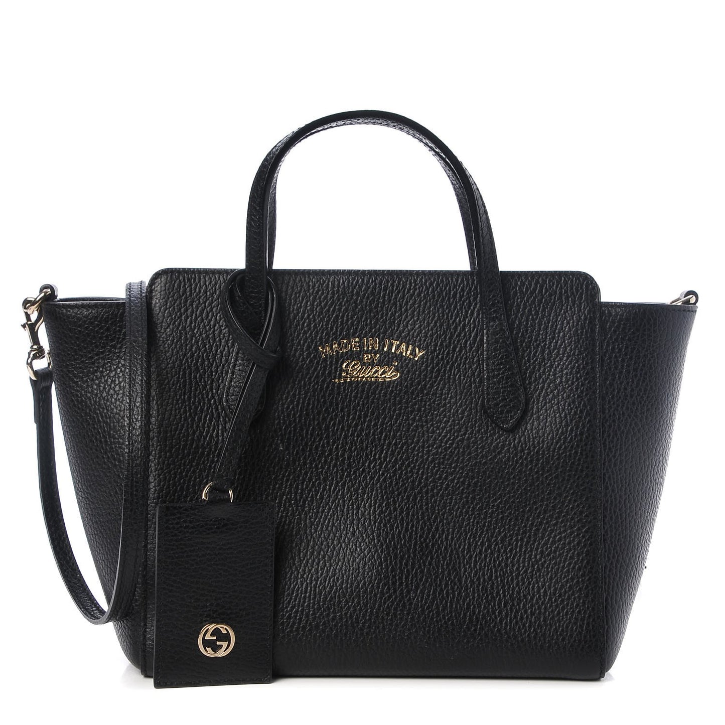 Dollar Calfskin Mini Swing Top Handle Bag Black