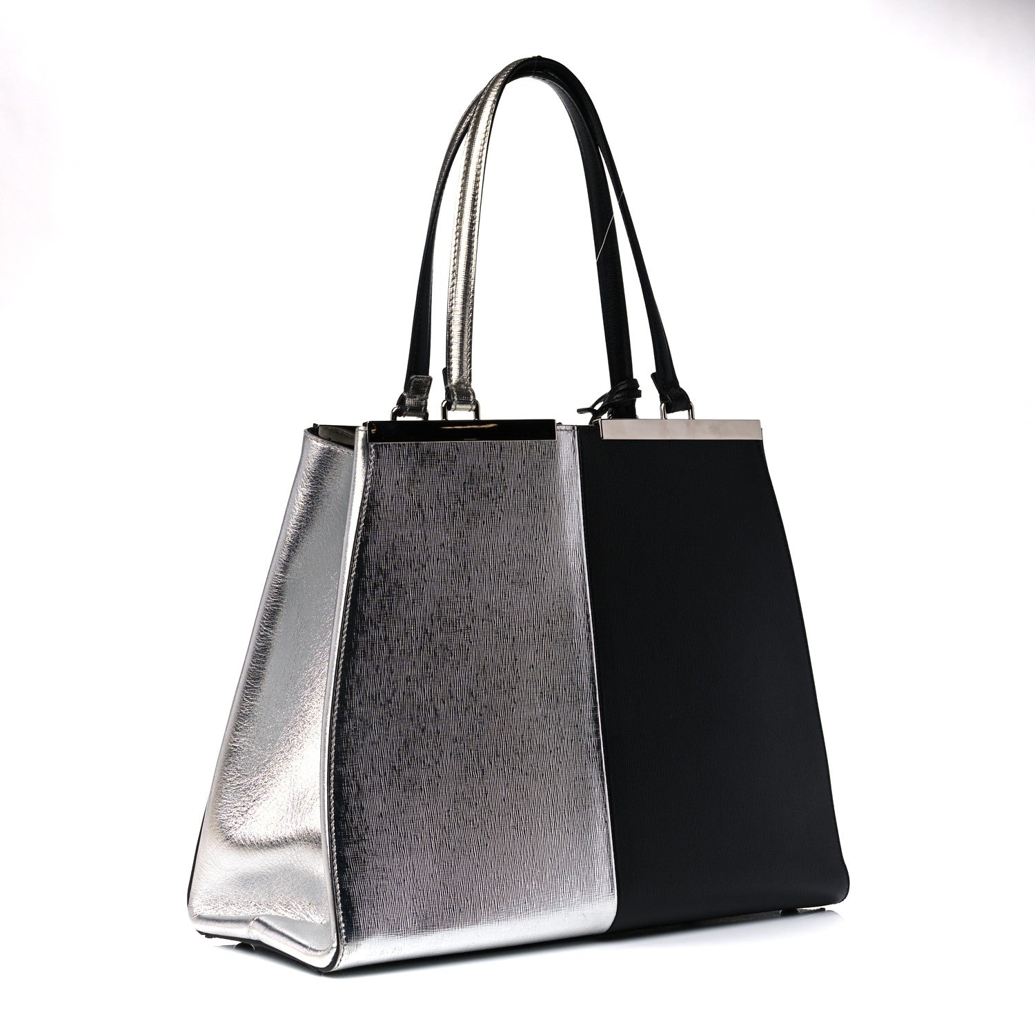 Fendi Vitello Elite Bi Color 3Jours Tote Argento Black 2 of 14