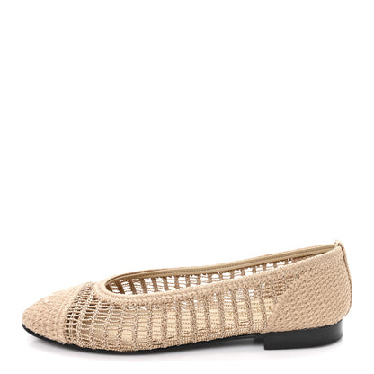 Chanel Raffia Cap Toe Ballerina Flats 39 Beige 1 of 8
