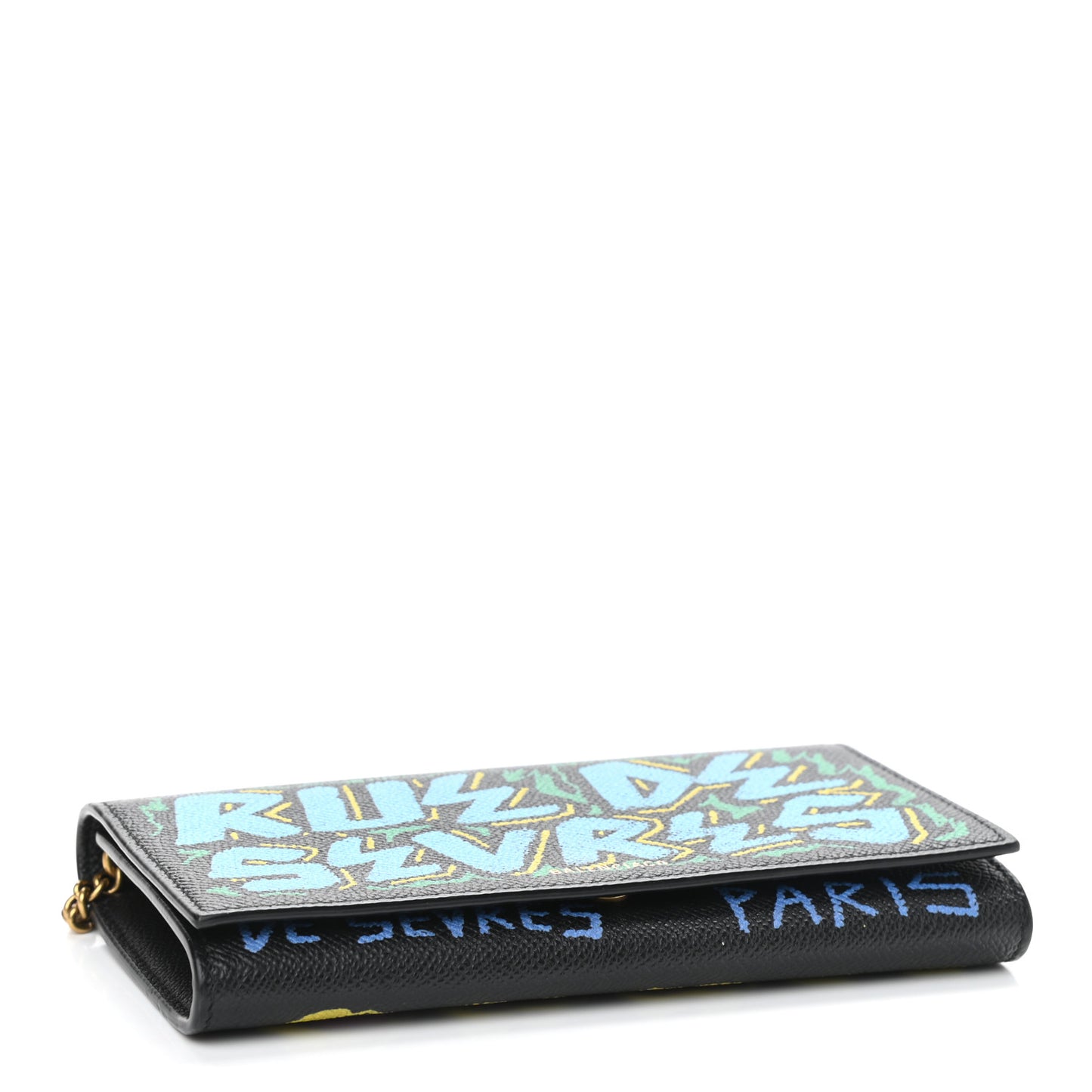 Signature Grained Calfskin Graffiti BB Chain Wallet Black Multicolor