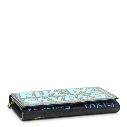 Balenciaga Signature Grained Calfskin Graffiti BB Chain Wallet Black Multicolor 3 of 10