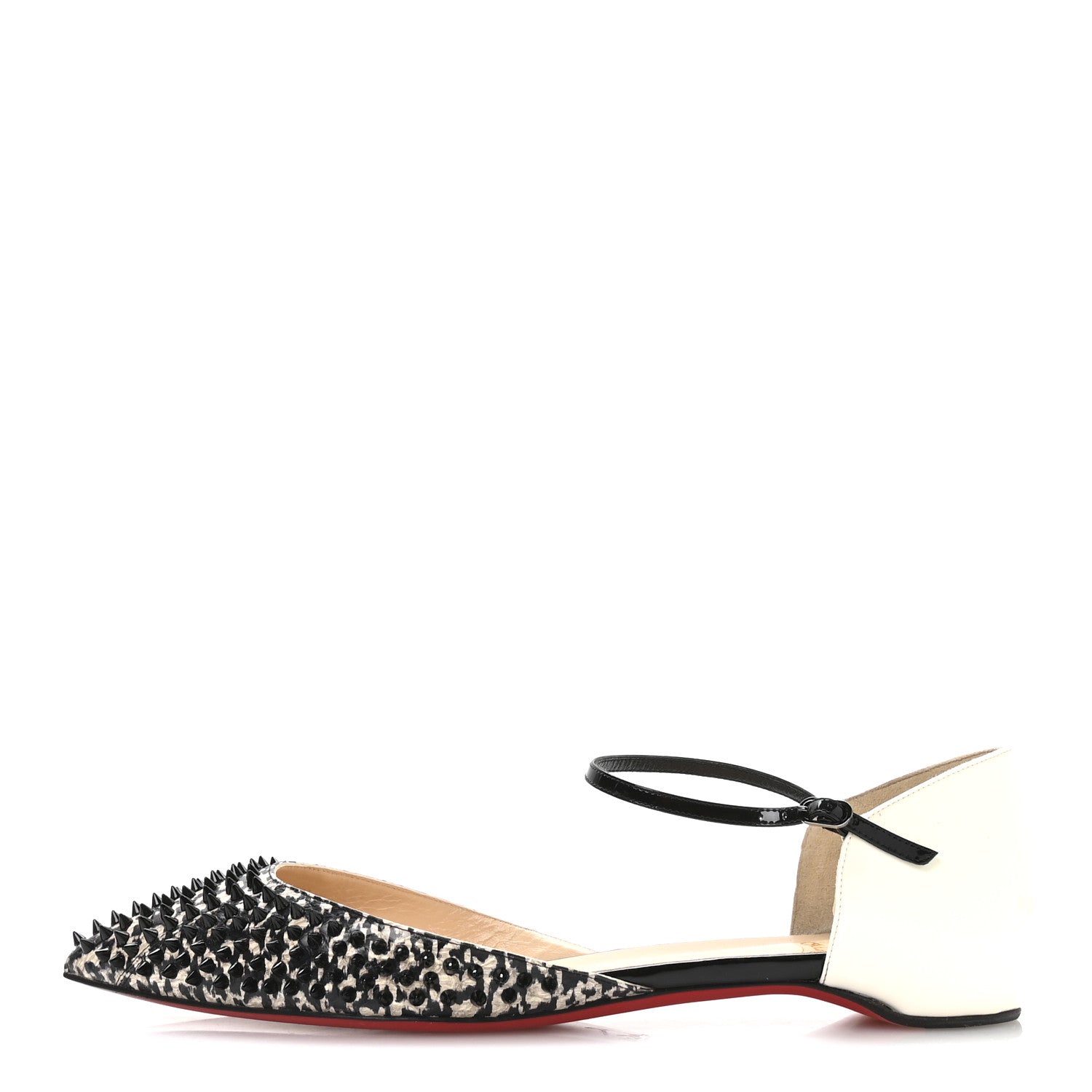 Christian Louboutin Watersnake Shiny Patent Baila Spike Flats 41.5 Black 2 of 16