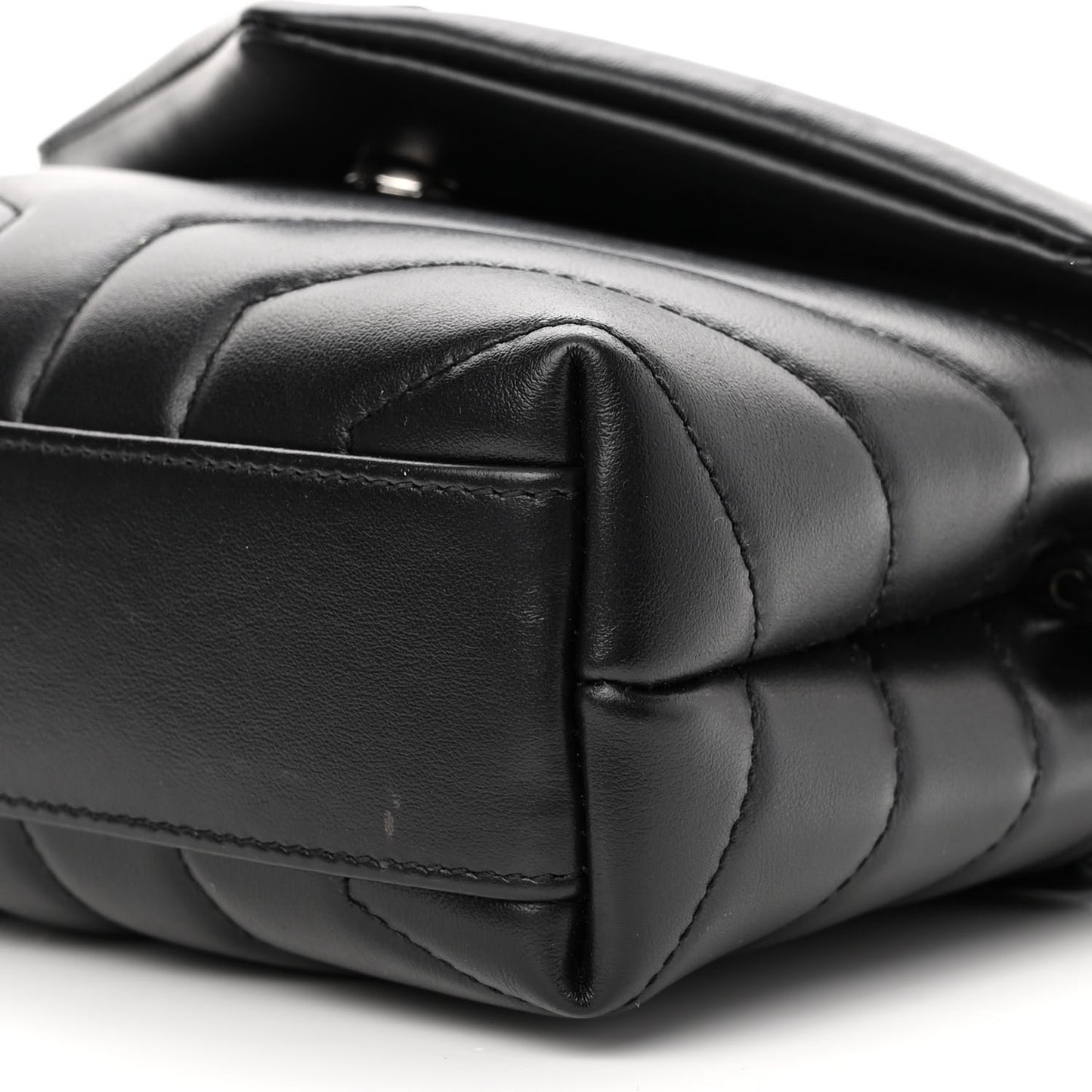 Calfskin Y Quilted Monogram Monochrome Toy Loulou Crossbody Bag Black