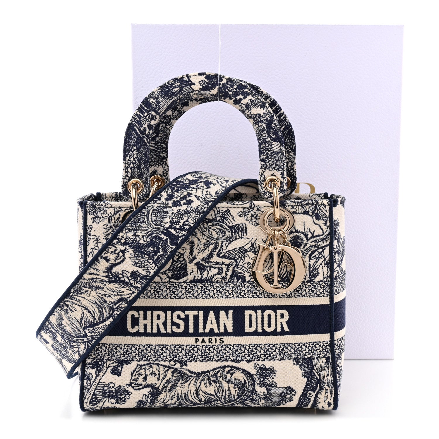 Christian Dior　ハンドバッグ　ノベルティ Christian Dior Toile de Jouy Embroidered Medium Lady D-Lite Blue