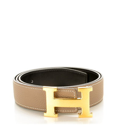 Hermes Box Togo 32mm H Belt 85 Black Etoupe 1 of 10