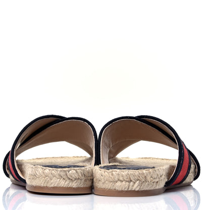 Christian Dior Canvas Embroidered Granville Espadrille Crisscross Flat Slide Sandals 37.5 Spicy Red 6 of 10