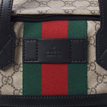 Gucci Soft GG Supreme Monogram Appia Calfskin Web Tote Backpack Beige Ebony Black 7 of 8
