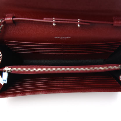 Saint Laurent Grain De Poudre Matelasse Chevron Monogram Chain Wallet Palissandre 5 of 9