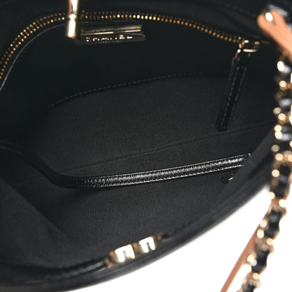 Chanel Shiny Crumpled Calfskin Quilted Mini 31 Shopping Bag Dark Beige Black 5 of 10