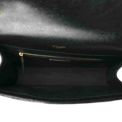 Saint Laurent Grain De Poudre Textured Mixed Matelasse Large Triquilt Monogram Satchel Black 5 of 11