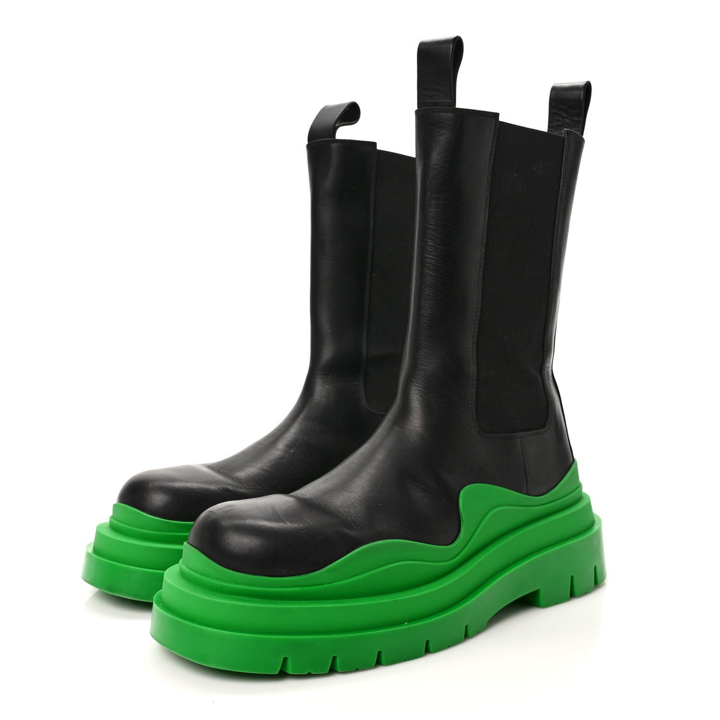 Calfskin The Tire Chelsea Boots 40.5 Black Grass
