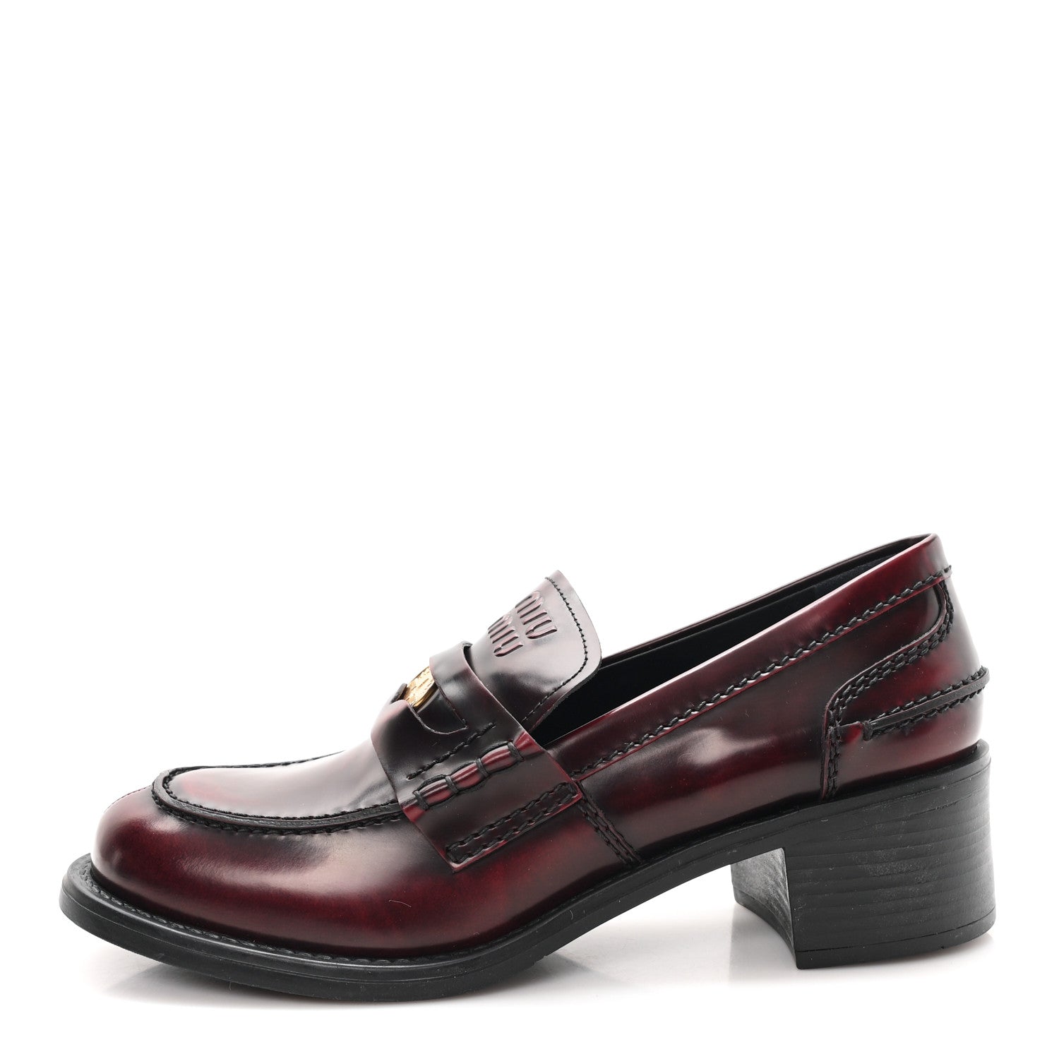 Miu Miu Spazzolato Fume Penny Platform Loafers 38 Porpora 1 of 10