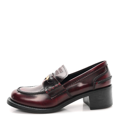 Miu Miu Spazzolato Fume Penny Platform Loafers 38 Porpora 1 of 10