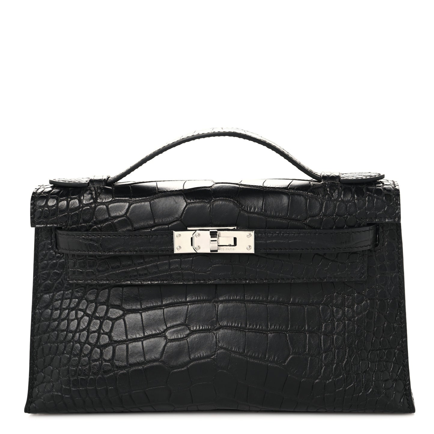 Matte Alligator Kelly Pochette Black