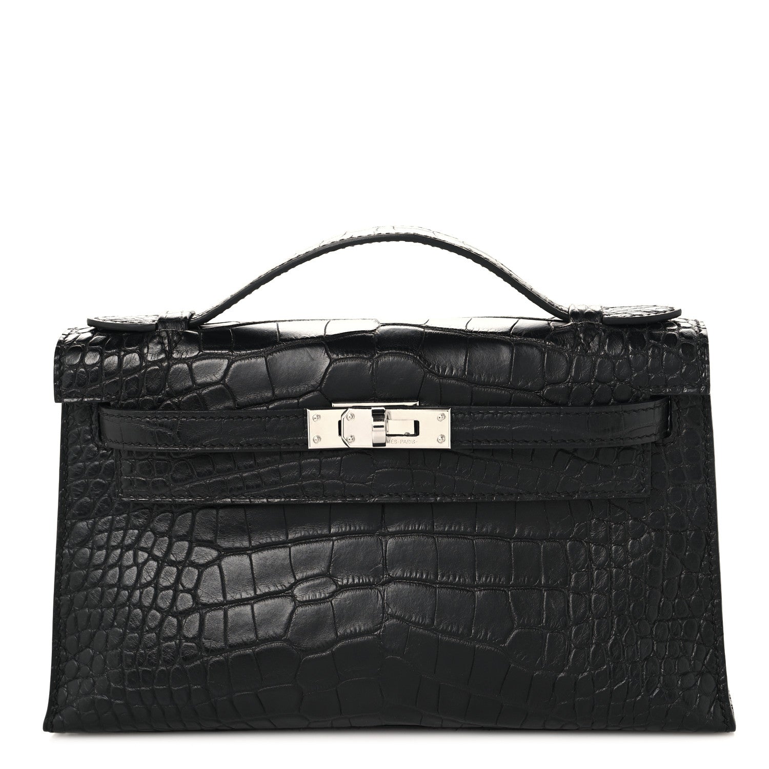 Hermes Matte Alligator Kelly Pochette Black 1 of 12