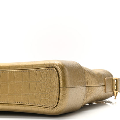 Chanel Metallic Calfskin Crocodile Embossed Medium Gabrielle Cocodile Hobo Gold 10 of 10