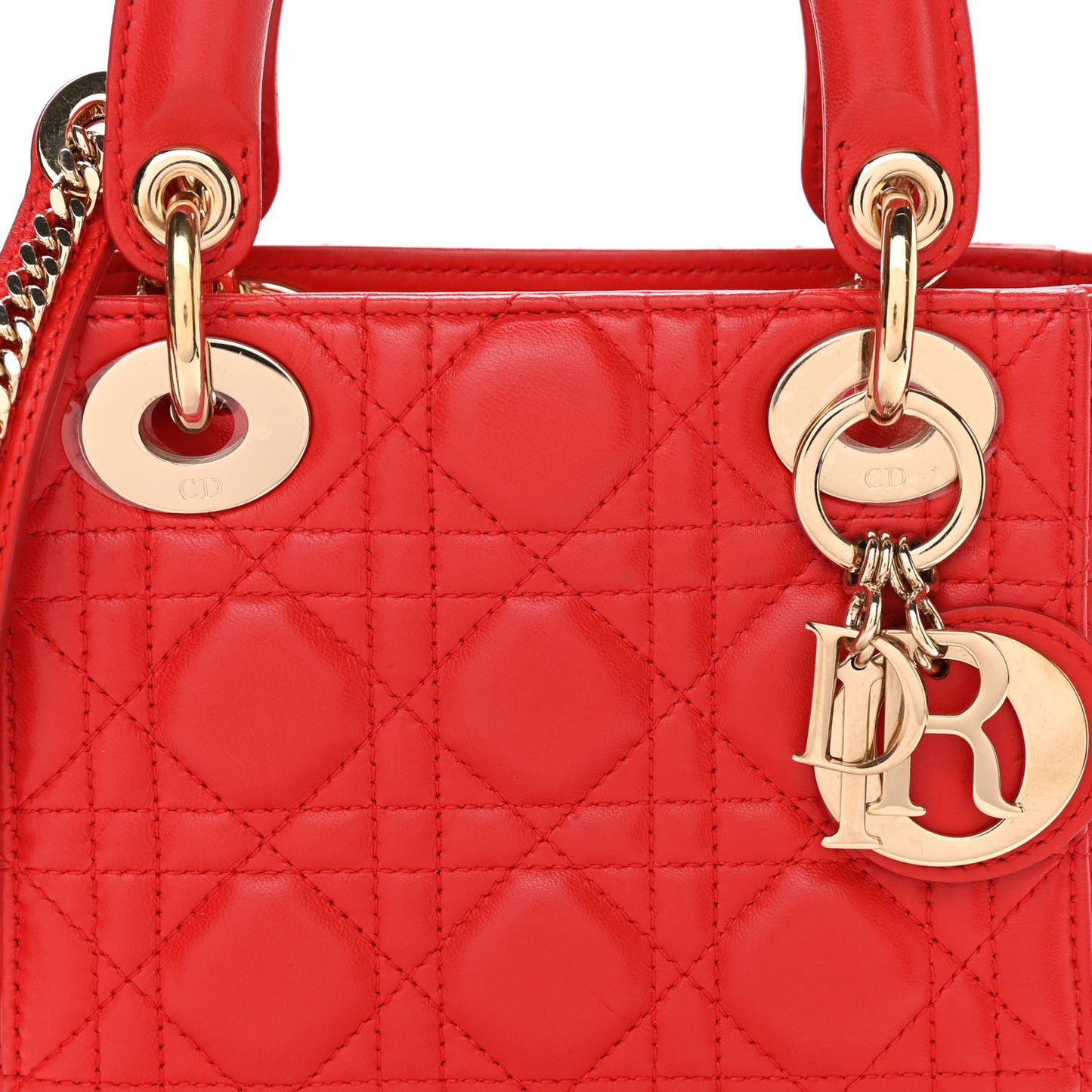 Lambskin Cannage Mini Lady Dior Geranium
