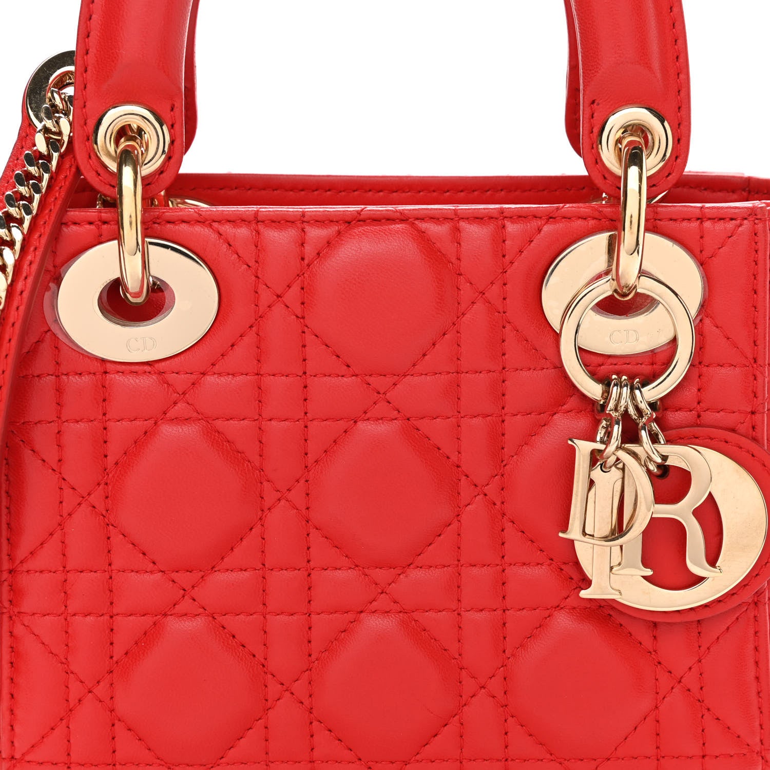 Christian Dior Lambskin Cannage Mini Lady Dior Geranium 16 of 21