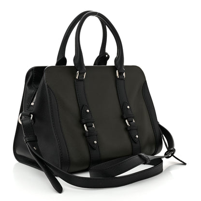 Alexander McQueen Pebbled Calfskin Small Skull Padlock Zip Around Tote Military Green Black 3 of 10