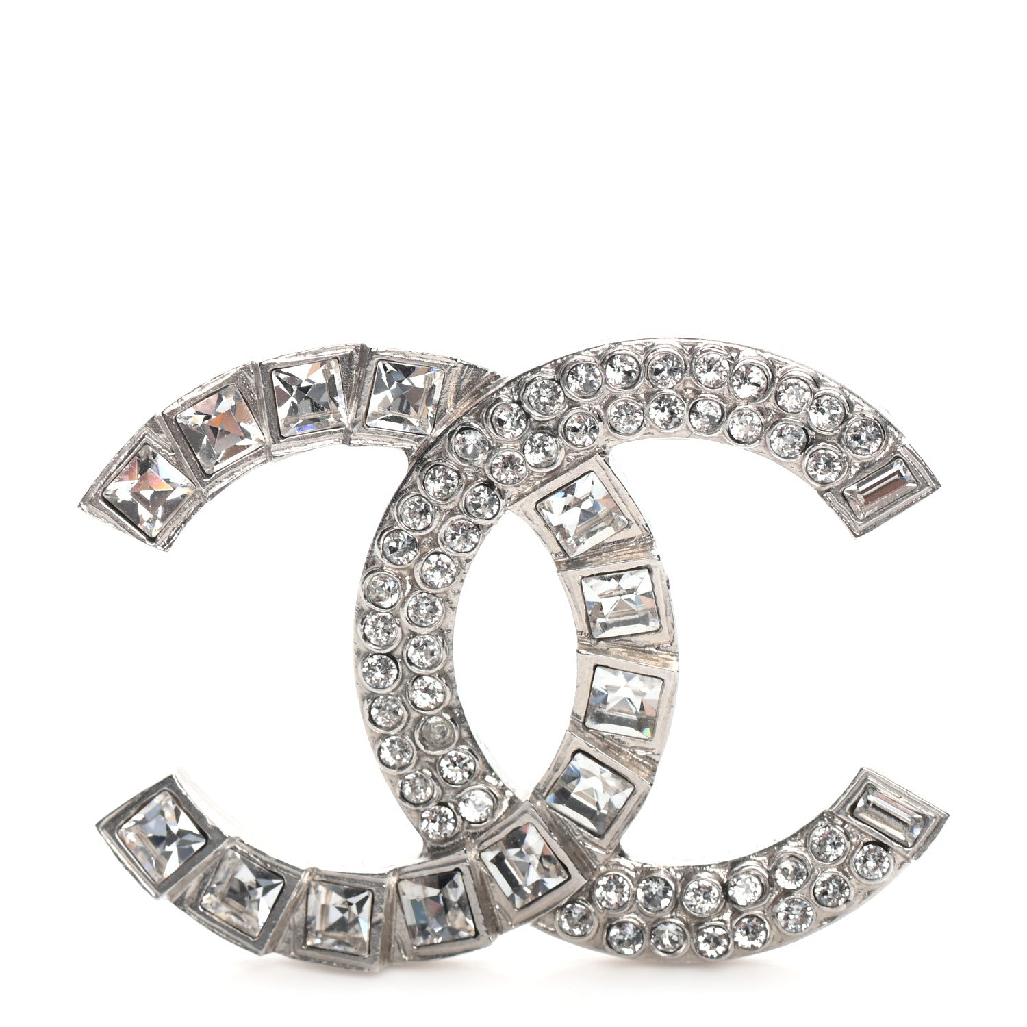 Chanel Baguette Crystal CC Brooch Silver 1 of 4