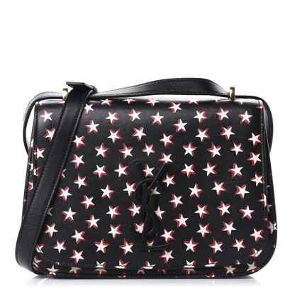 Saint Laurent Smooth Calfskin Star Print Small Spontini Saddle Bag Black Ivory Red 1 of 11