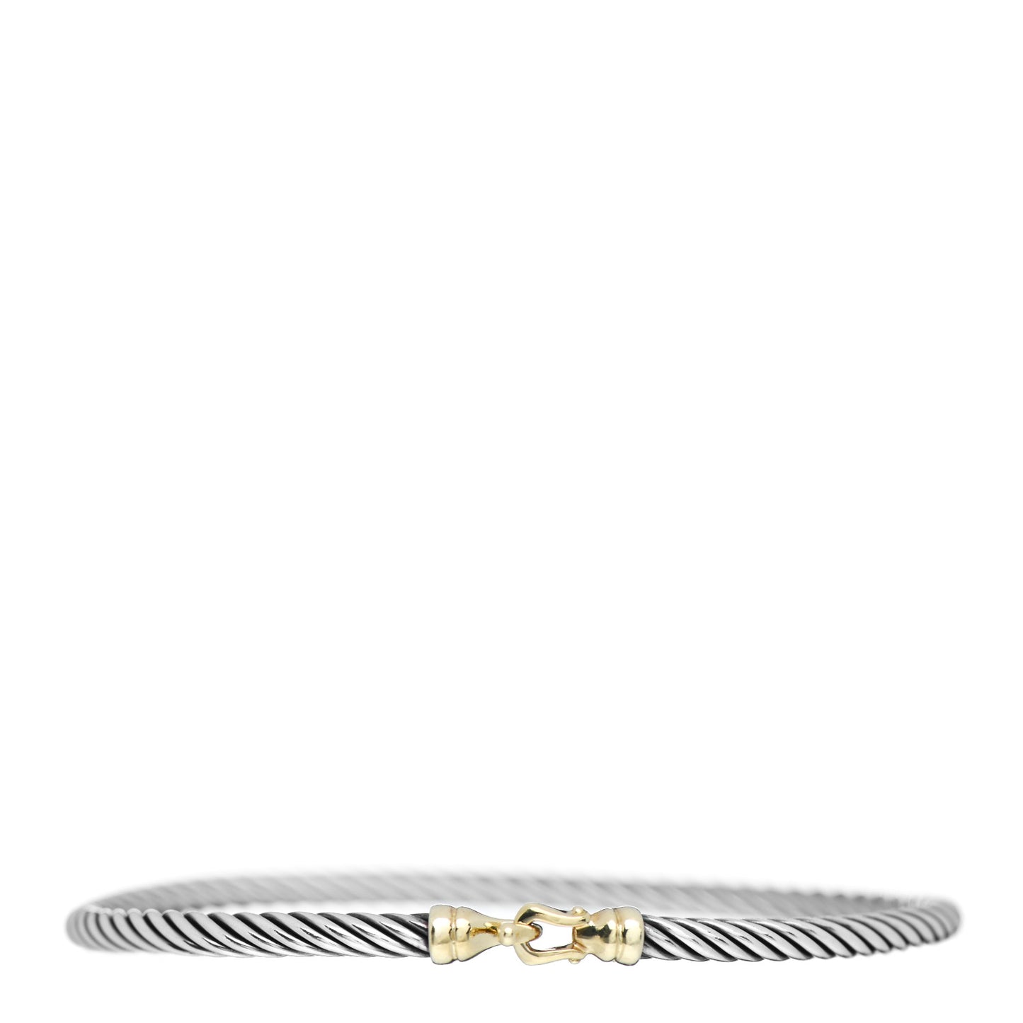Sterling Silver 18K Yellow Gold 3mm Cable Buckle Bracelet