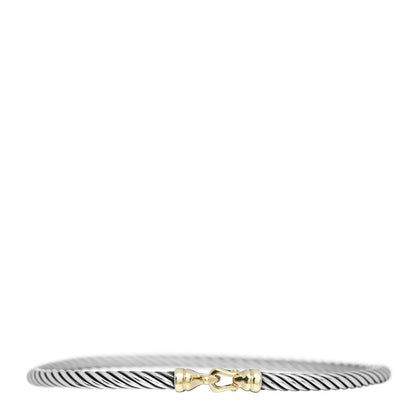 David Yurman Sterling Silver 18K Yellow Gold 3mm Cable Buckle Bracelet 1 of 4