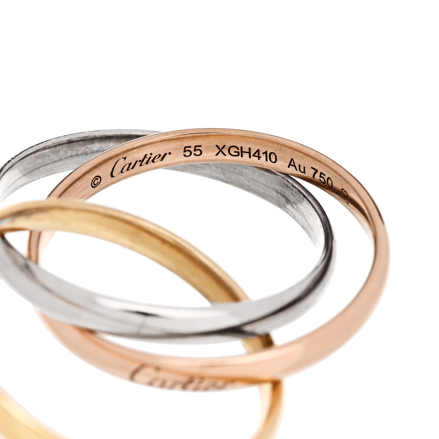 Cartier 18K Pink Yellow White Gold Small Trinity Ring 55 7.25 4 of 5