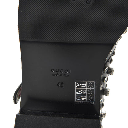 Gucci Calfskin Crystal Studded Womens Queercore Brogue Monk Strap Loafers 40 Black 8 of 11