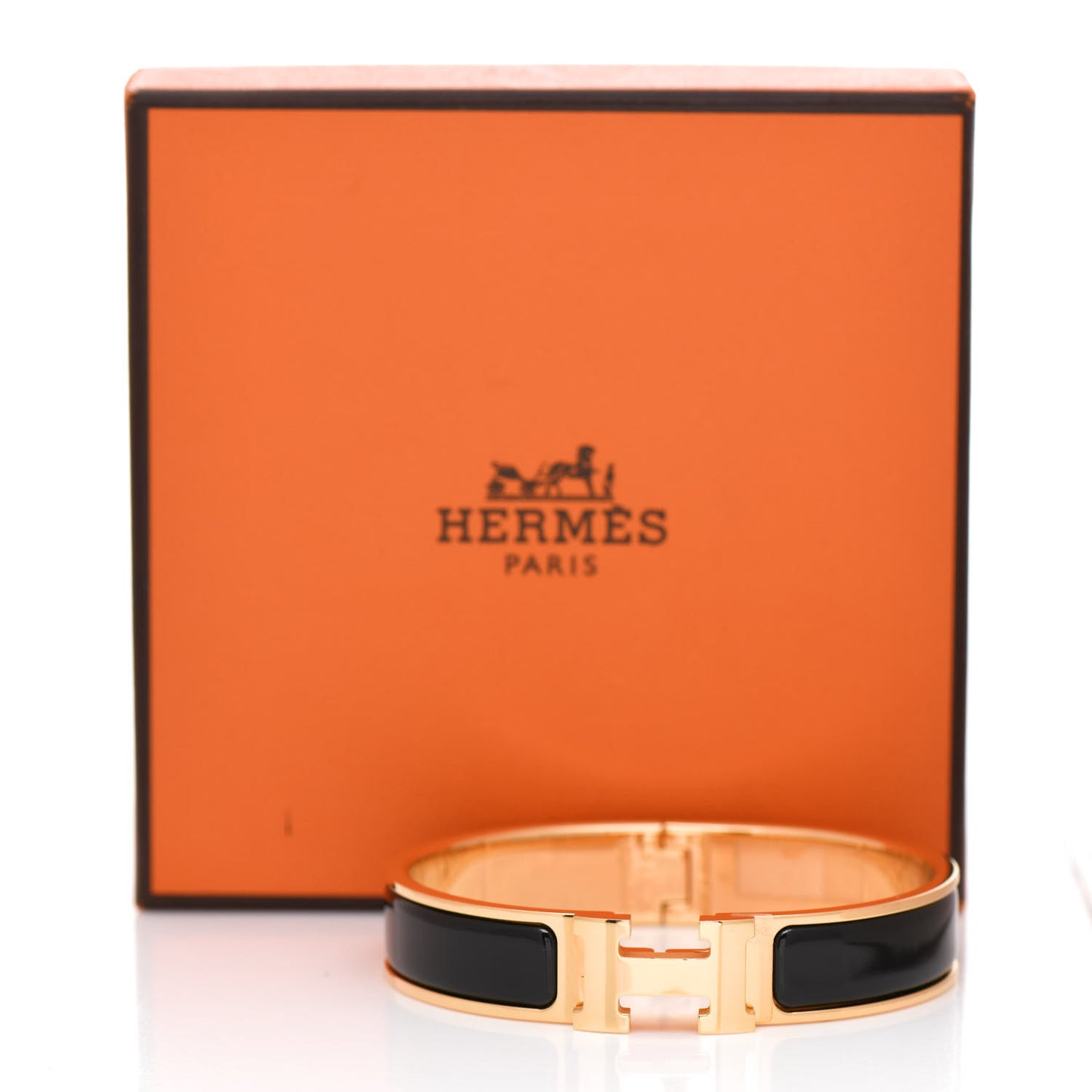 Enamel Narrow Clic Clac H Bracelet PM Black