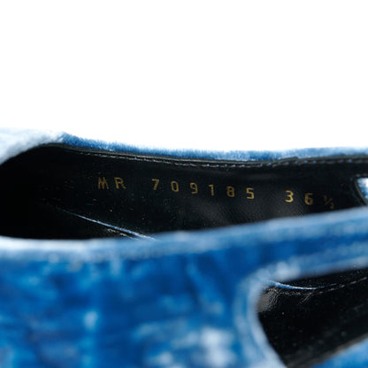 Saint Laurent Velvet Tom 90 Dream Slingback Pumps 36.5 Denim 9 of 10